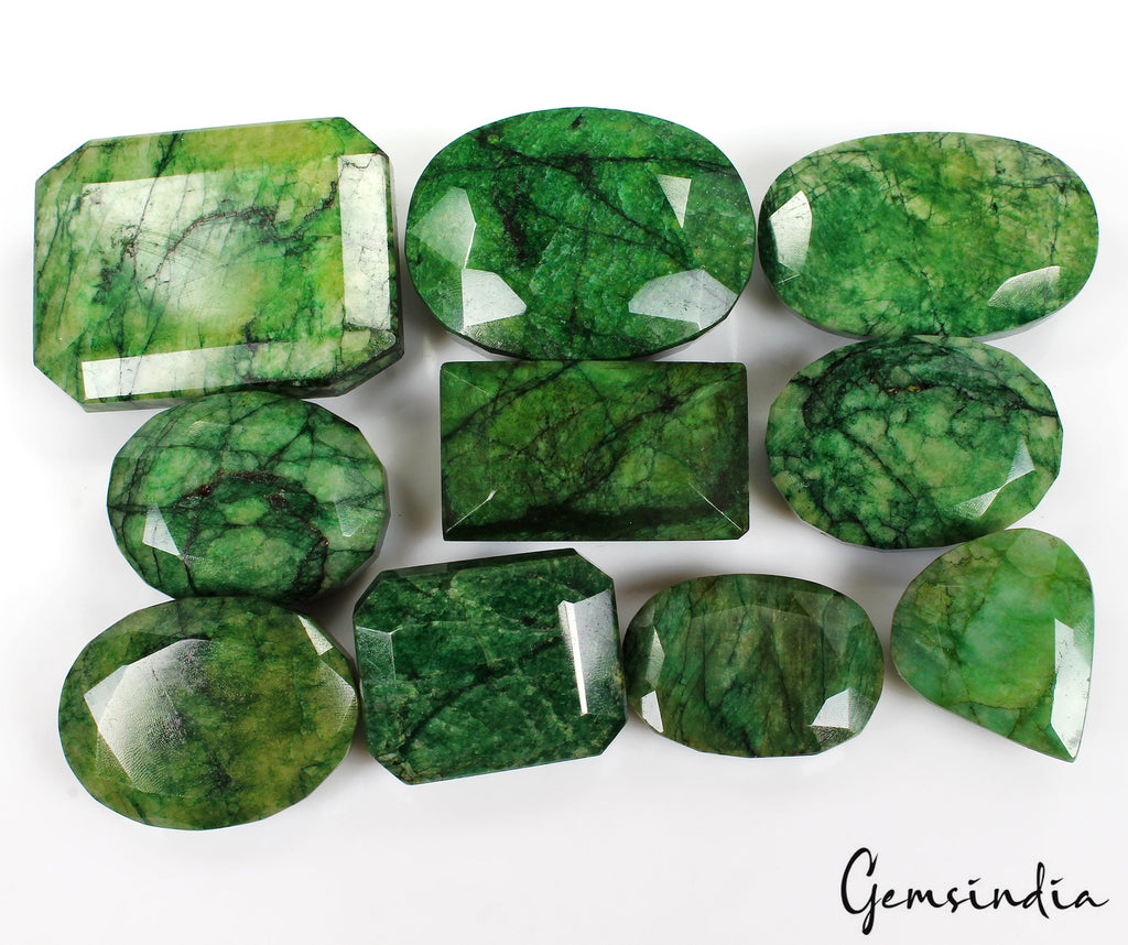 5350 Ct Natural Green Emerald From Brazil Loose 45-57mm Mix Cut Gemstones Lot