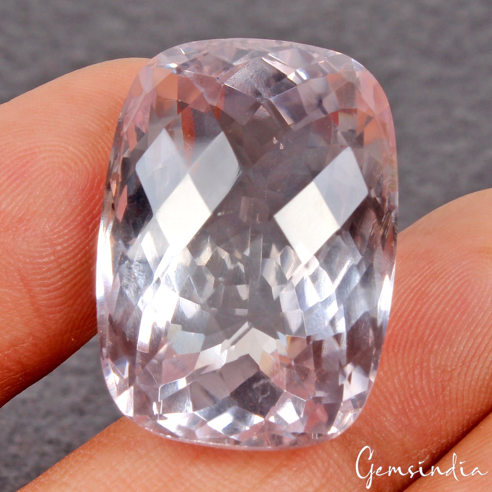 47 Ct Certified AAA Natural Bolivian Amethyst Cushion Checker Cut Loose Gemstone