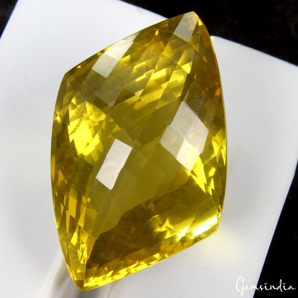 Certified 96.70Ct Natural Green Gold Citrine Fancy Cut Top Quality Rare Huge Gem
