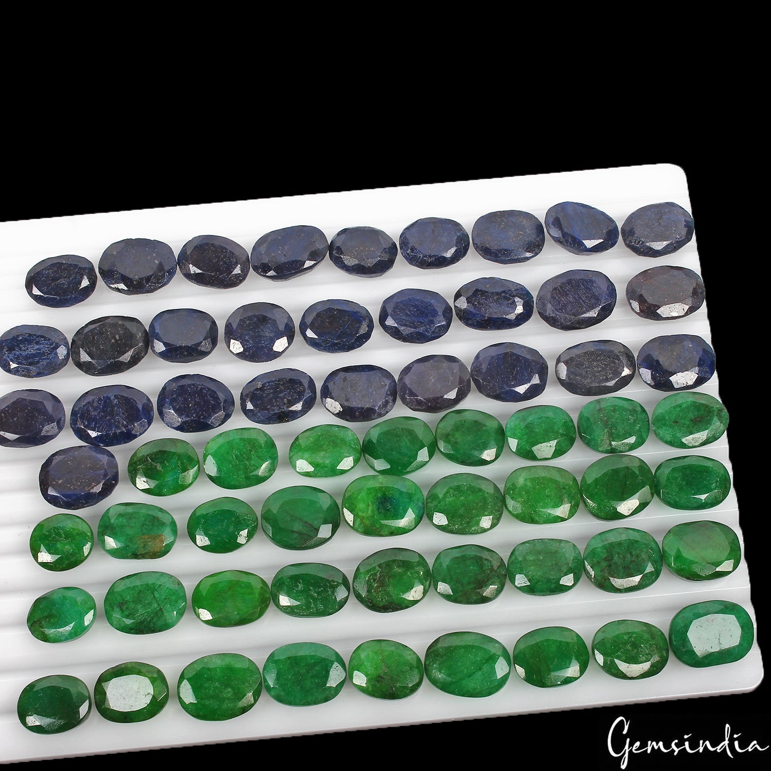 Emerald Lot, Loose Gemstone, Color Enhanced, Green — 63 Pieces, 14mm to 19mm, 1000 Ct, Brazil