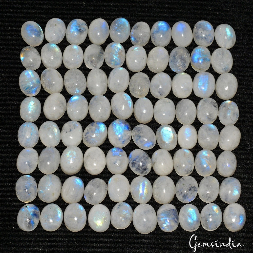 240 Cts/80 Pcs Natural Untreated Blue Shine Moonstone Oval Cab Gems For Jewelry
