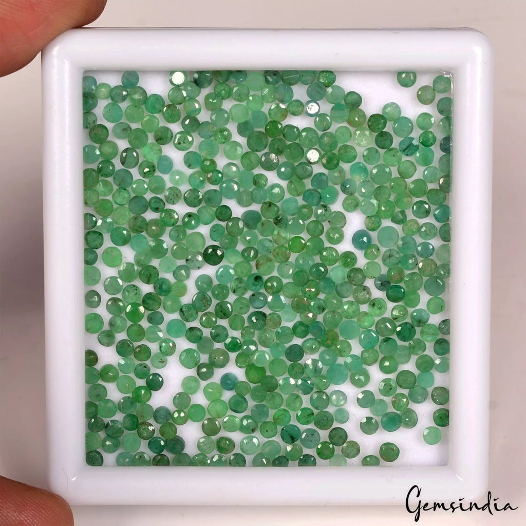 32.20 Ct Natural Green Round Emerald Colombian Untreated 2-2.5mm Gemstones~400pc