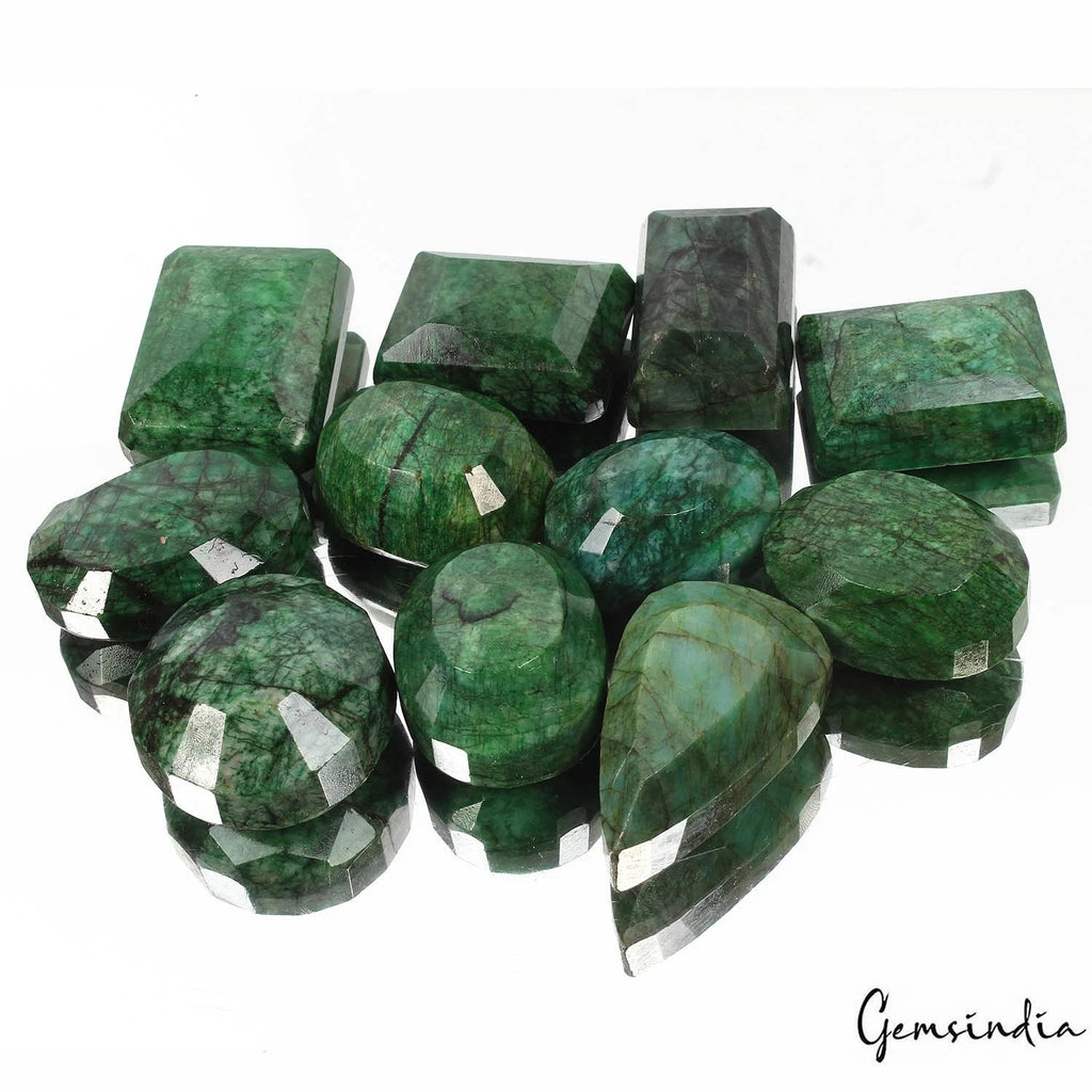Emerald Lot, Loose Gemstone, Color Enhanced, Green — 11 Pieces, 42mm to 57mm, 3500 Ct, Brazil