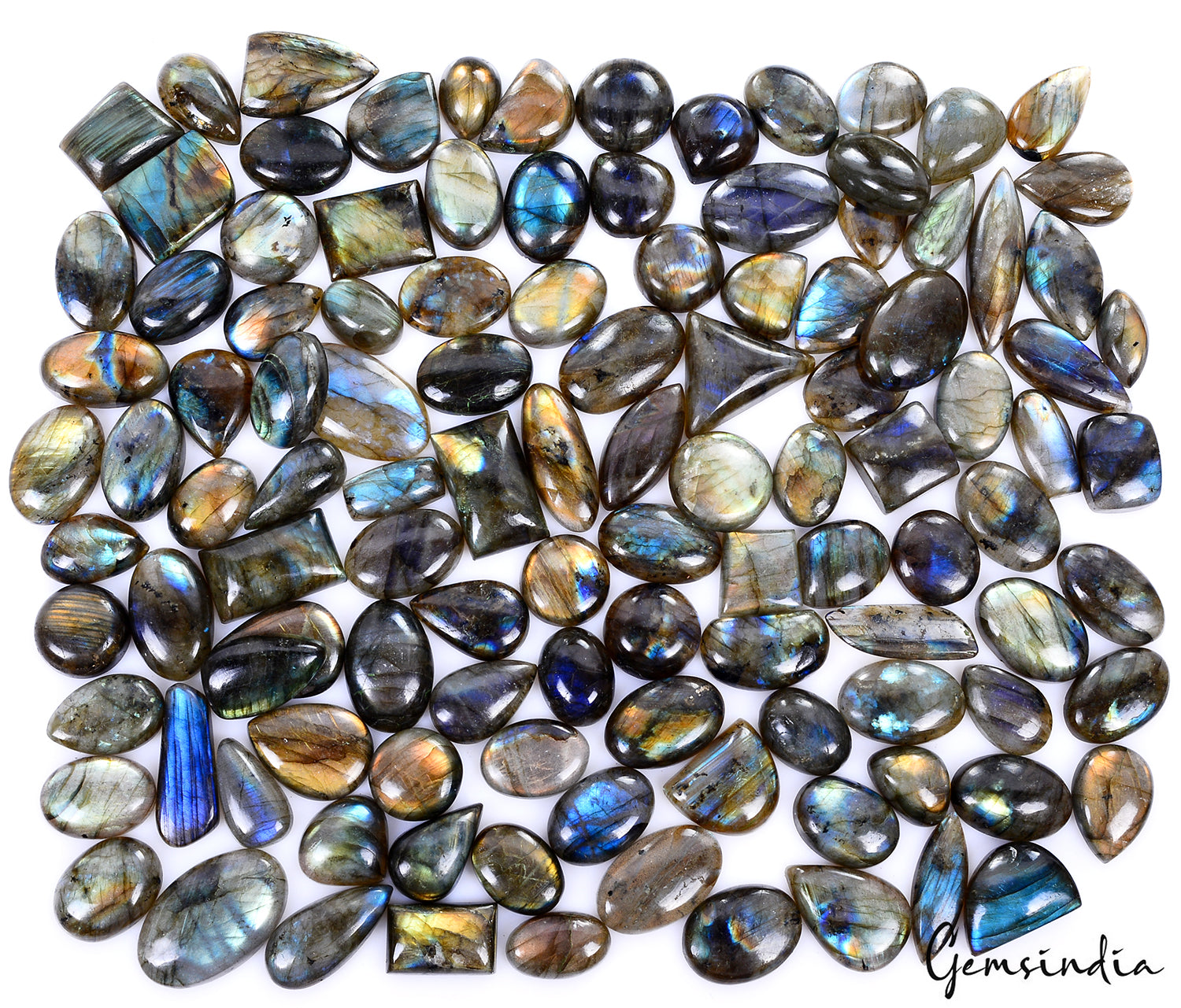 2200 Ct Natural Multi Flashing Labradorite Mix Cabochon Loose Gemstones~ 113 Pcs
