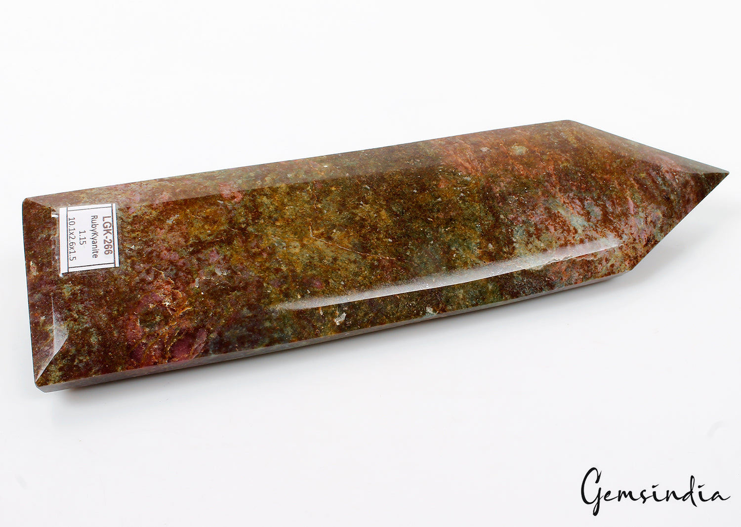 1.1 kg Ruby Zoisite Crystal Tower Point Green & Red Polished Gemstone Home Decor