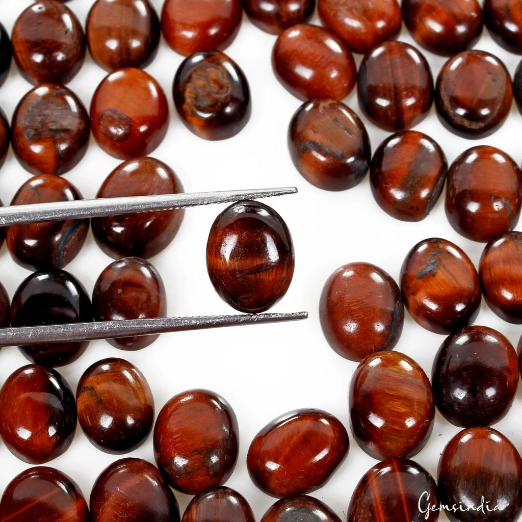 Tiger Eye Lot, Cabochon, Untreated — 100 Pieces, 9mm to 11mm, 280.00 Ct