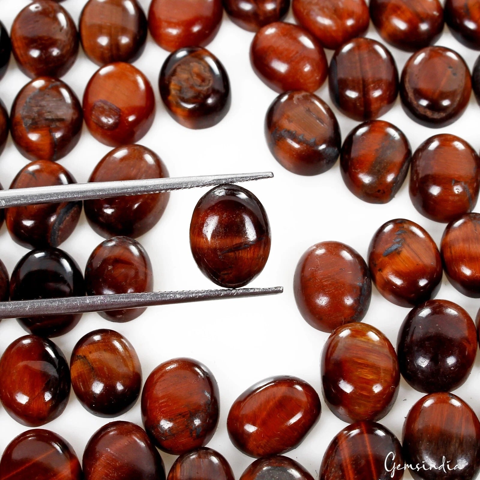Tiger Eye Lot, Cabochon, Untreated — 100 Pieces, 9mm to 11mm, 280.00 Ct