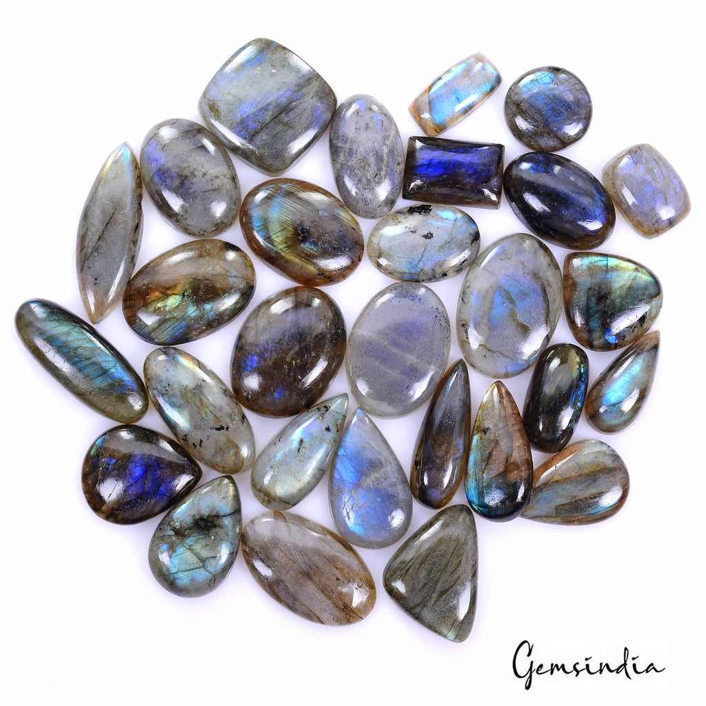 660 Ct/29 Pcs Natural Blue Shine Spectrolite Labradorite Mix Cab Loose Gems Lot