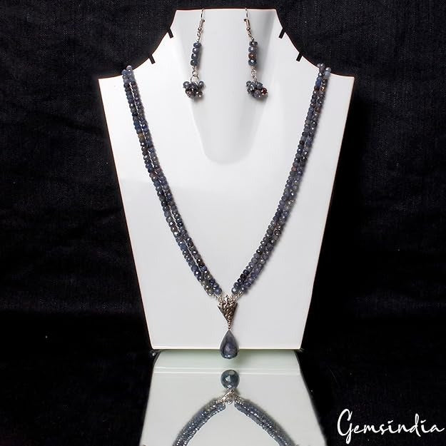 361.40 Cts Natural Untreated Blue Sapphire Gem Round Beaded Handmade Jewelry Set