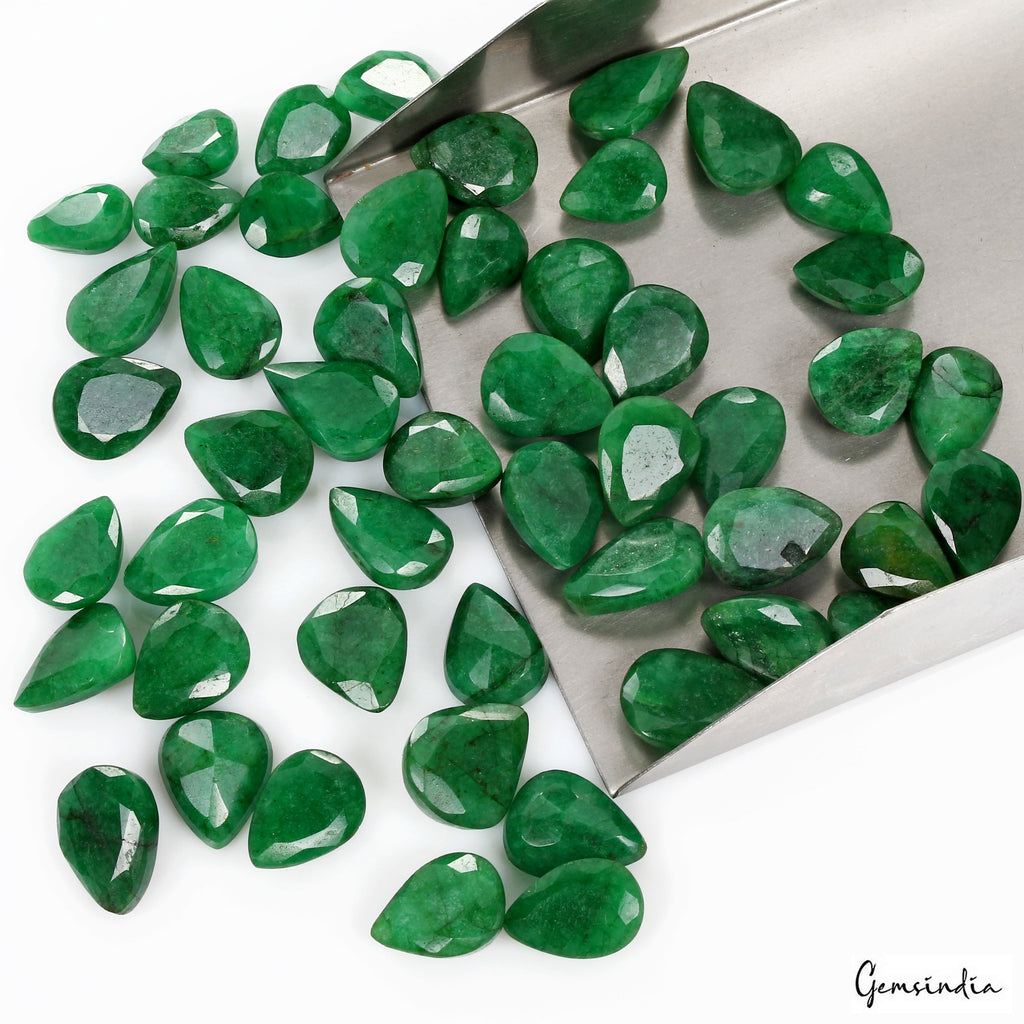 430 Ct Natural Pear Cut Brazilian Green Emerald AAA+ Loose Gemstones Lot~50 Pcs