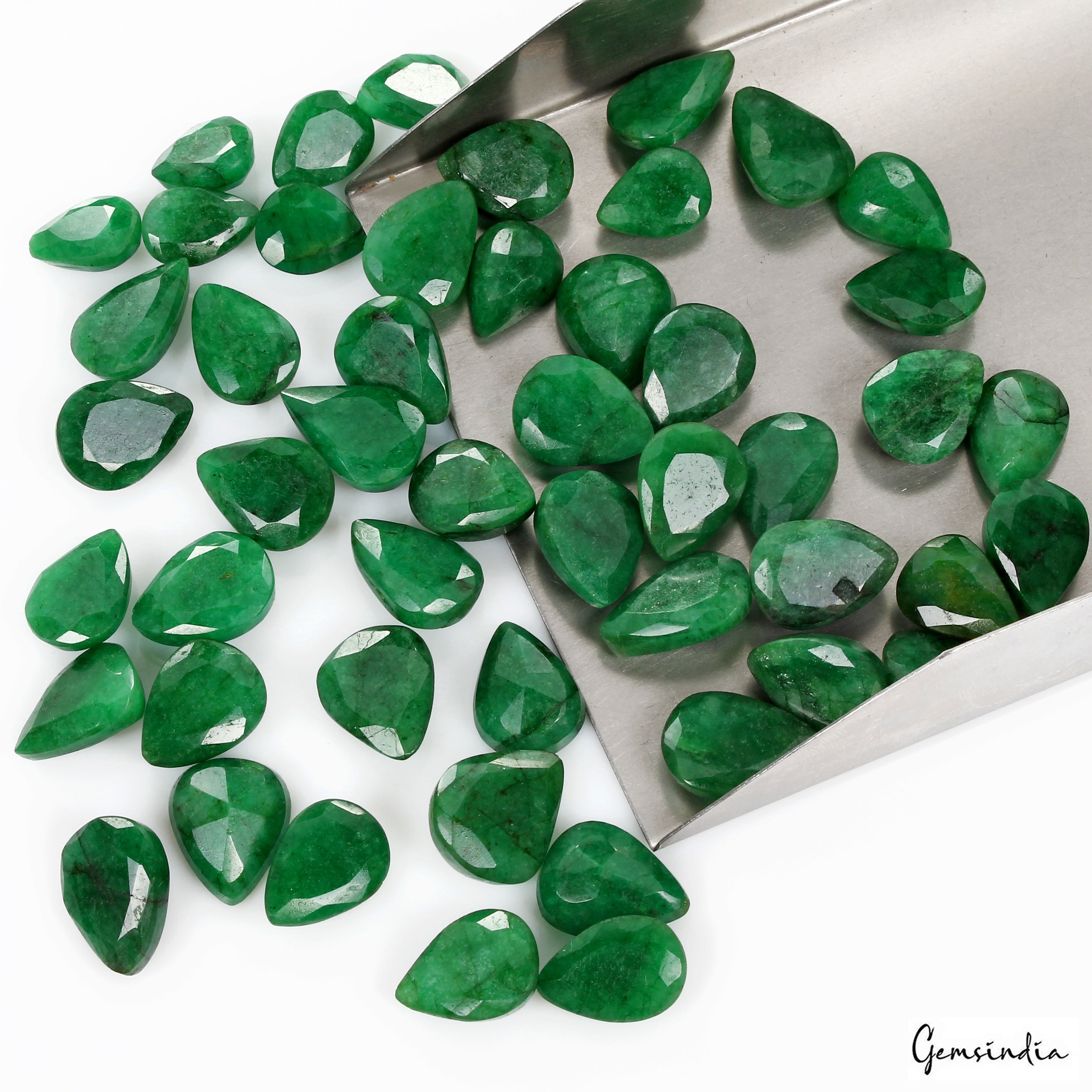 430 Ct Natural Pear Cut Brazilian Green Emerald AAA+ Loose Gemstones Lot~50 Pcs