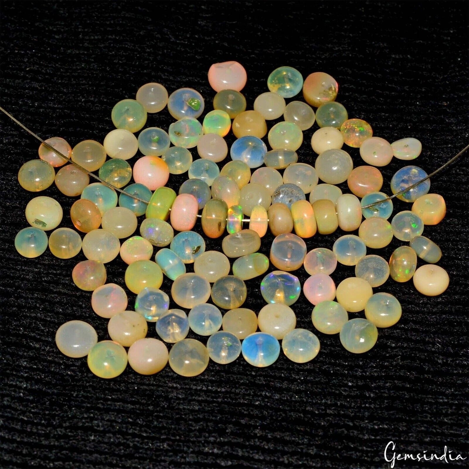 100 Pcs Natural Welo Fire Ethiopian Opal Rondelle Drilled Loose Gemstone Beads