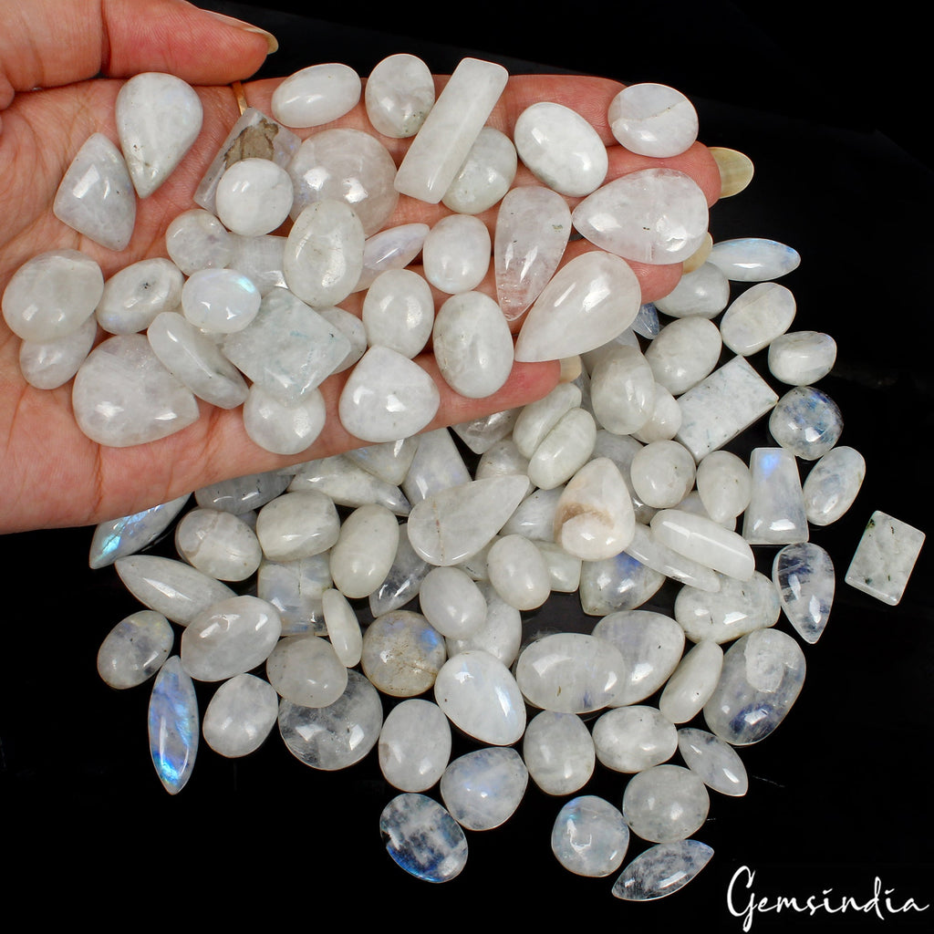 1380Ct Natural Moonstone Cabochon Blue Flashy Mix Gemstone Wholesale Lot 126 Pcs