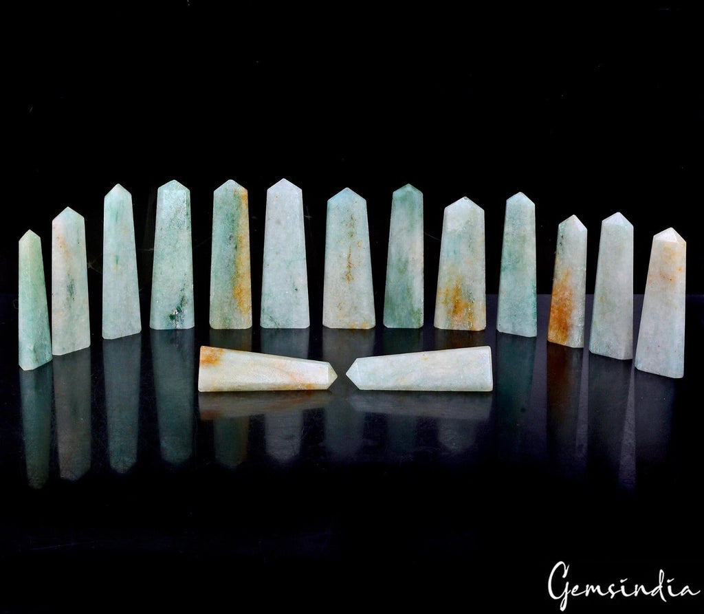 700 Ct Natural Untreated Green Aventurine Obelisk Reiki Point Healing Want Gems