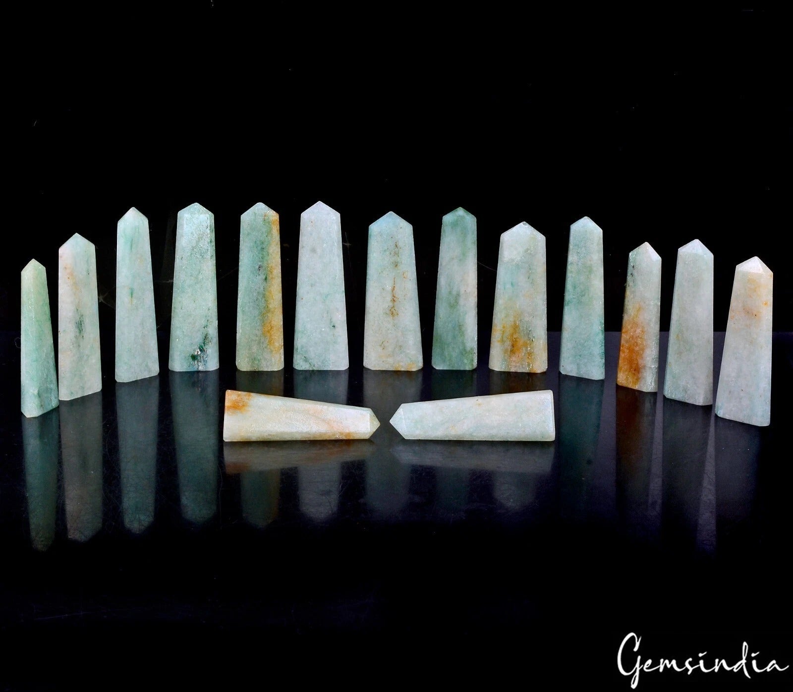 700 Ct Natural Untreated Green Aventurine Obelisk Reiki Point Healing Want Gems
