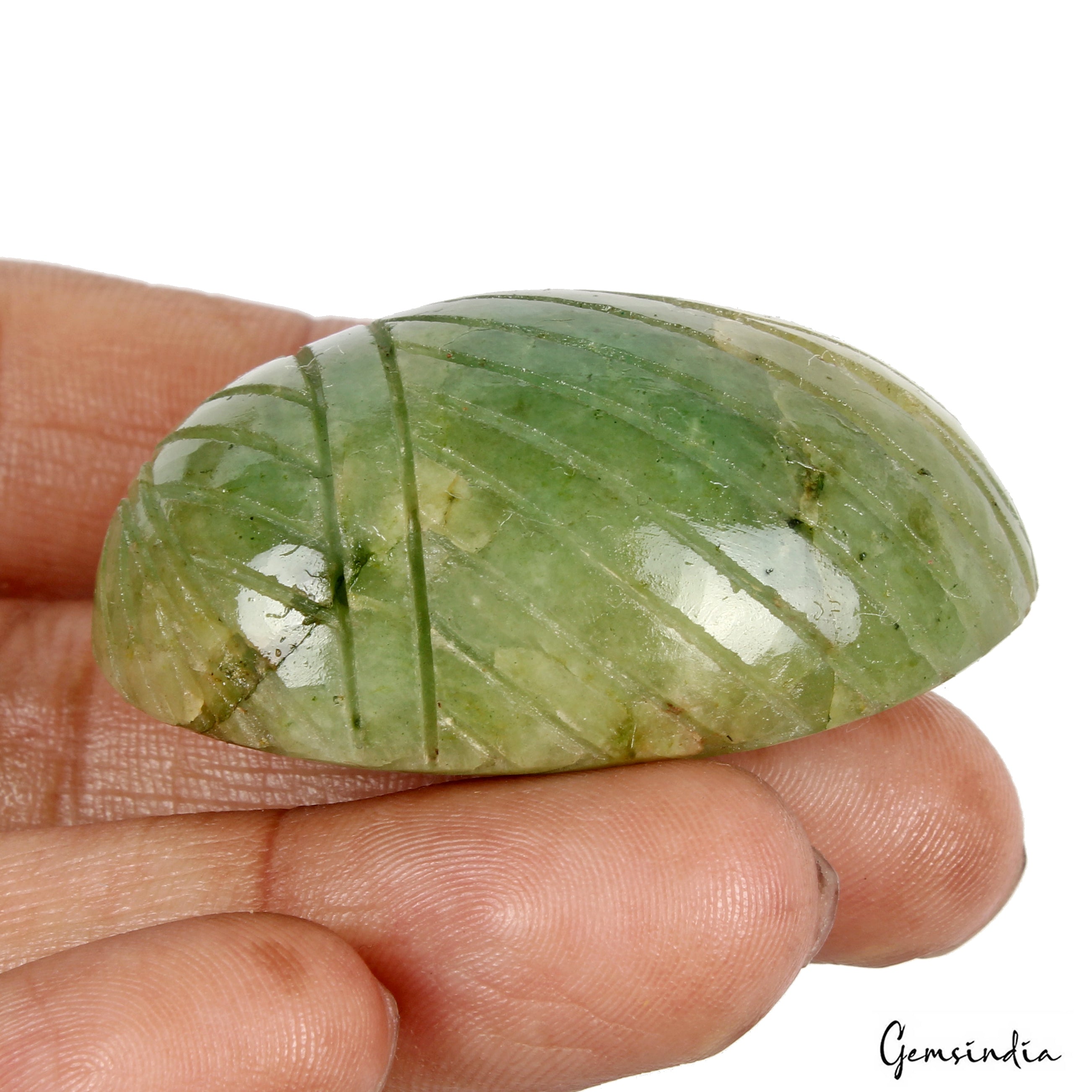245 Cts Natural Brazilian Green Emerald Oval Cut Both Size Hand Carved Gemstone