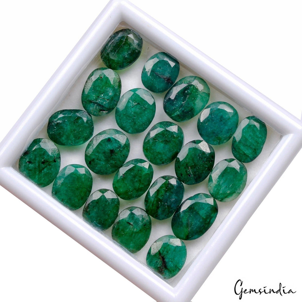 100 Cts/20 Pcs Natural Brazilian Green Emerald Oval Cut Loose Gems For Jewelry