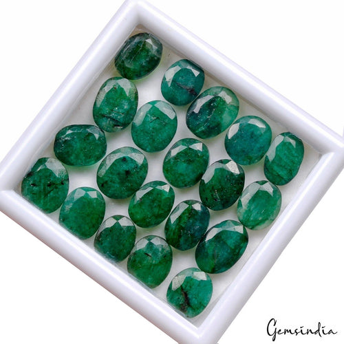100 Cts/20 Pcs Natural Brazilian Green Emerald Oval Cut Loose Gems For Jewelry