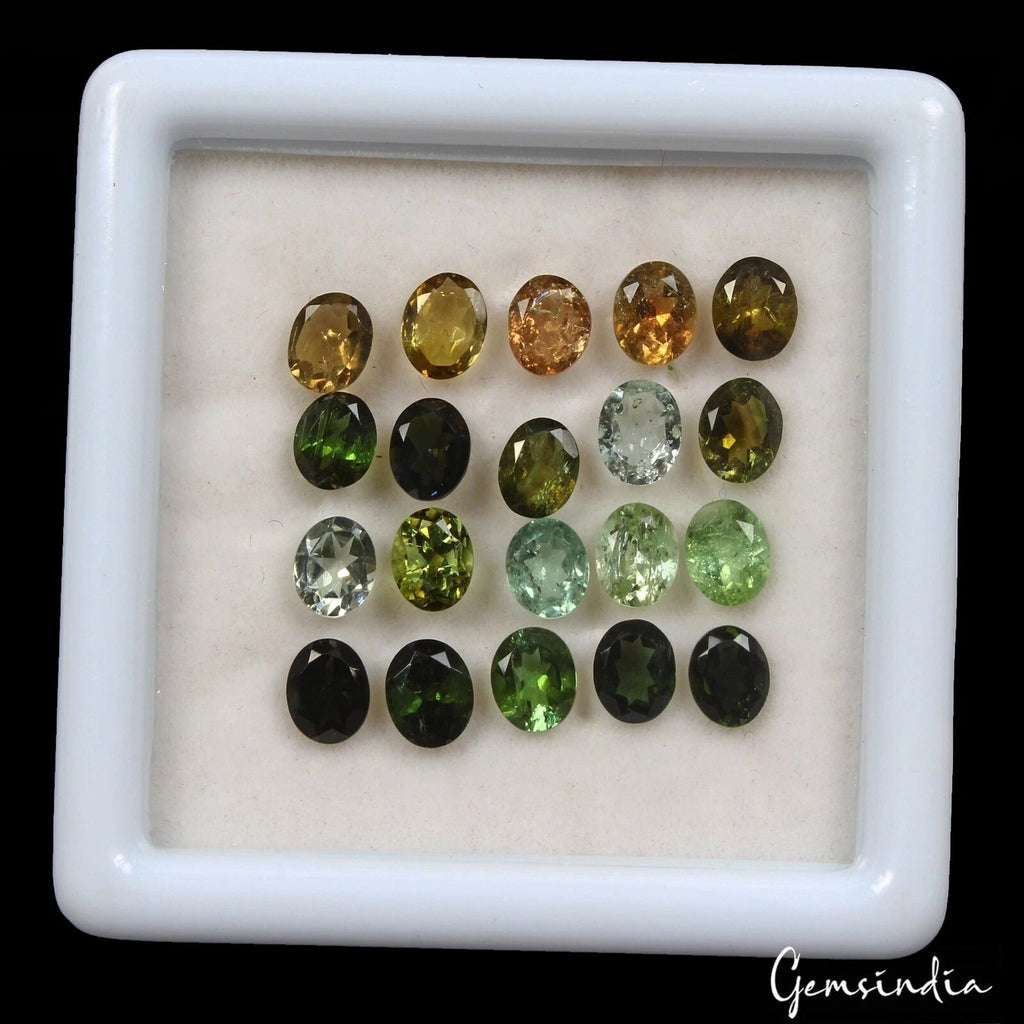 Set 20 Pcs Natural Tourmaline Multi Color Vibrant 5x4mm Oval Gemstones 6.90 Cts
