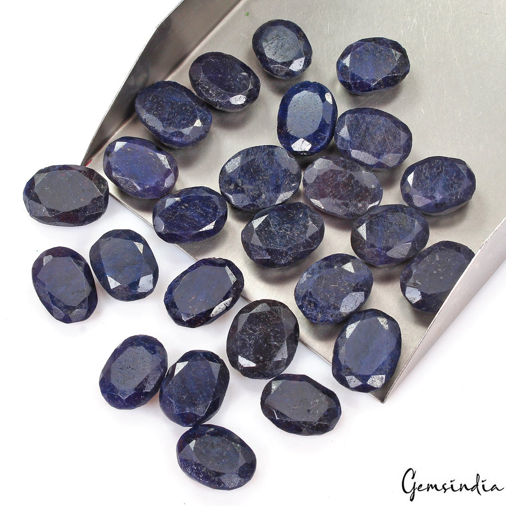 500 Ct/25 Pcs Natural African Dark Blue Sapphire Oval Loose Gems Lot For Jewelry