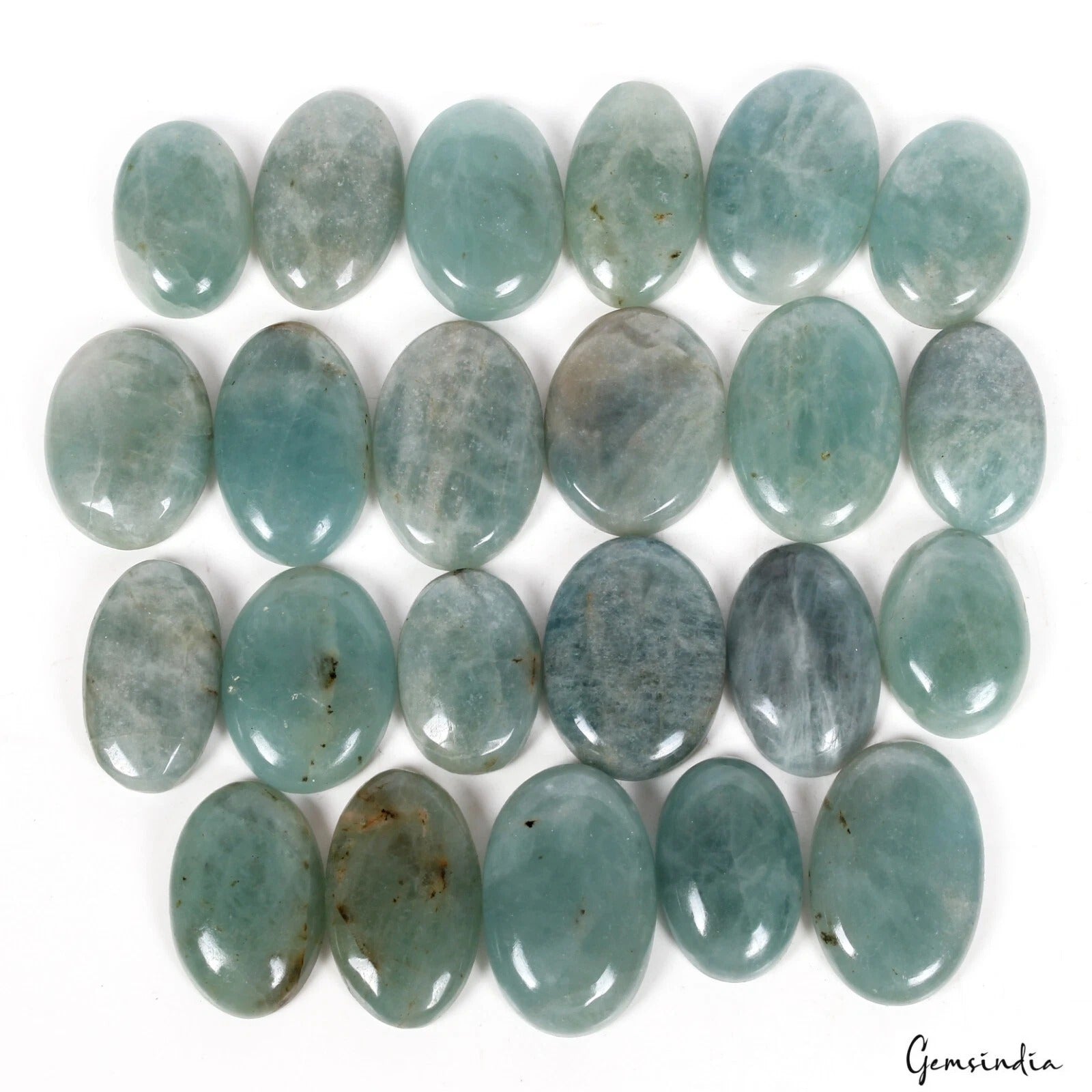 1060 Cts/23 Pcs Natural Untreated Blue Beryl Aquamarine Oval Cab Loose Gems Lot