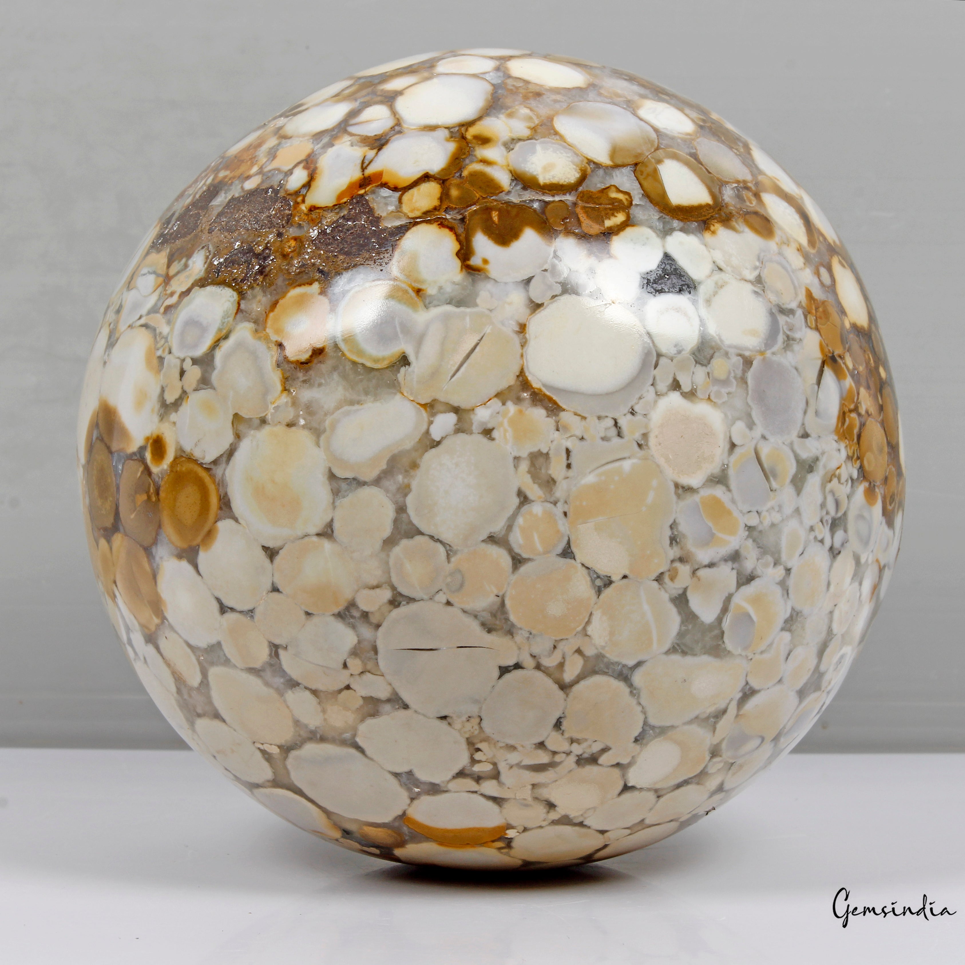 3.9 Kilo Natural Polished Bi-color Orbicular Ocean Jasper Sphere Healing Reiki