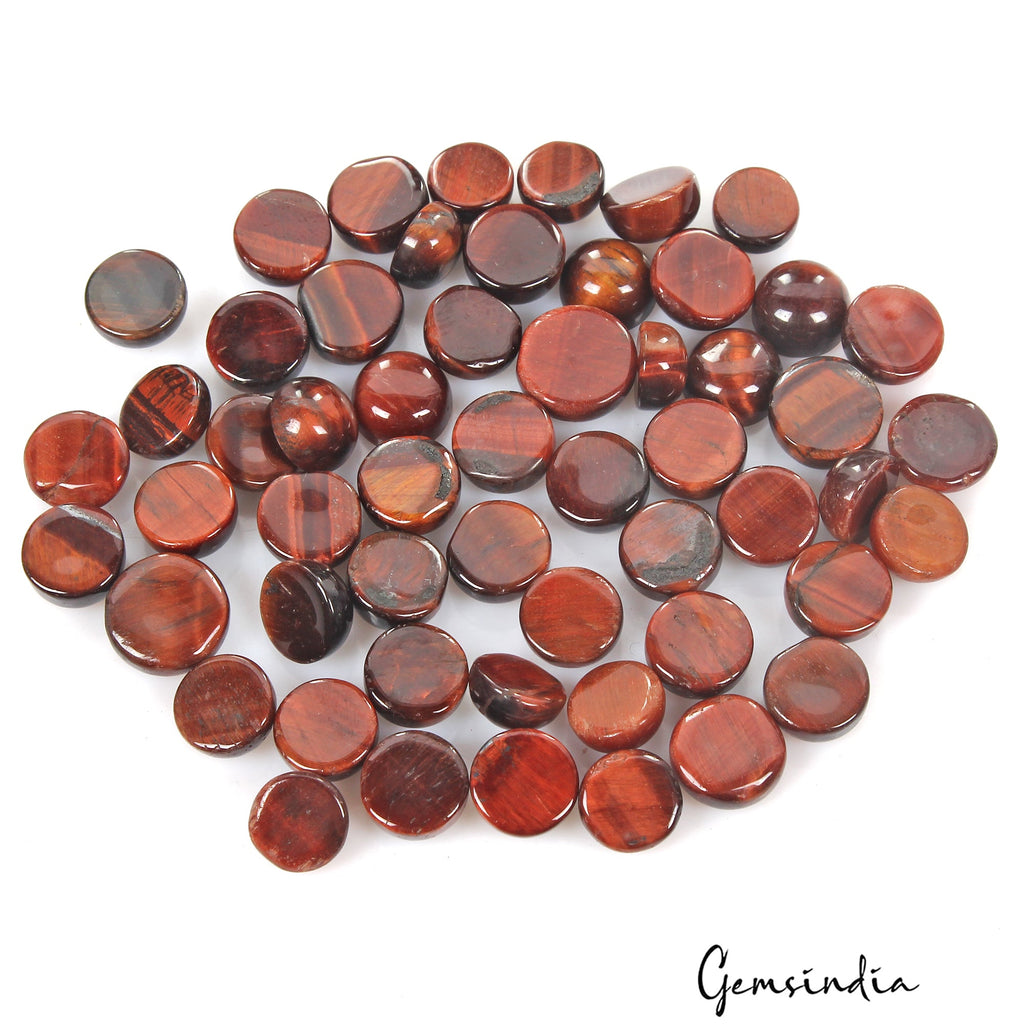 180 Cts/24 Pcs Natural Untreated Red Tiger Eye Round Loose Gem Lot For Jewelry