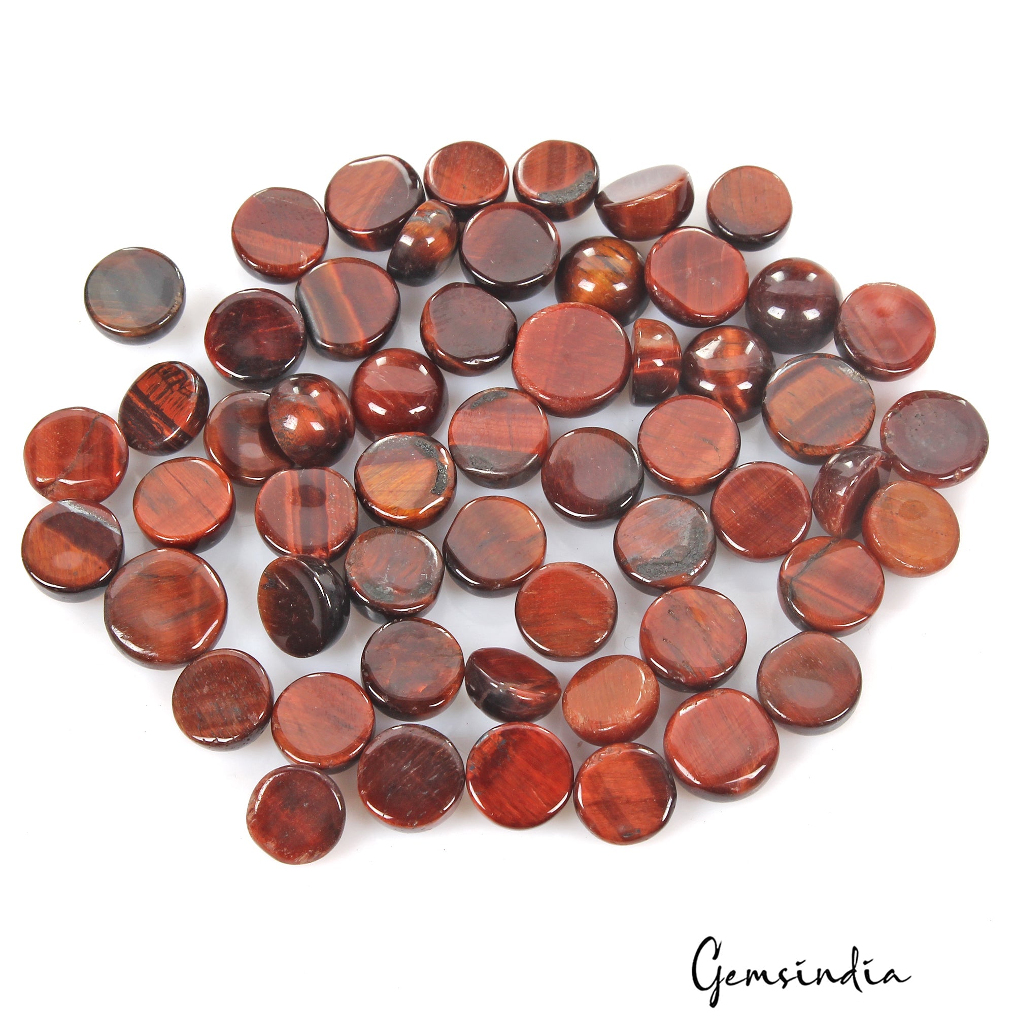 180 Cts/24 Pcs Natural Untreated Red Tiger Eye Round Loose Gem Lot For Jewelry
