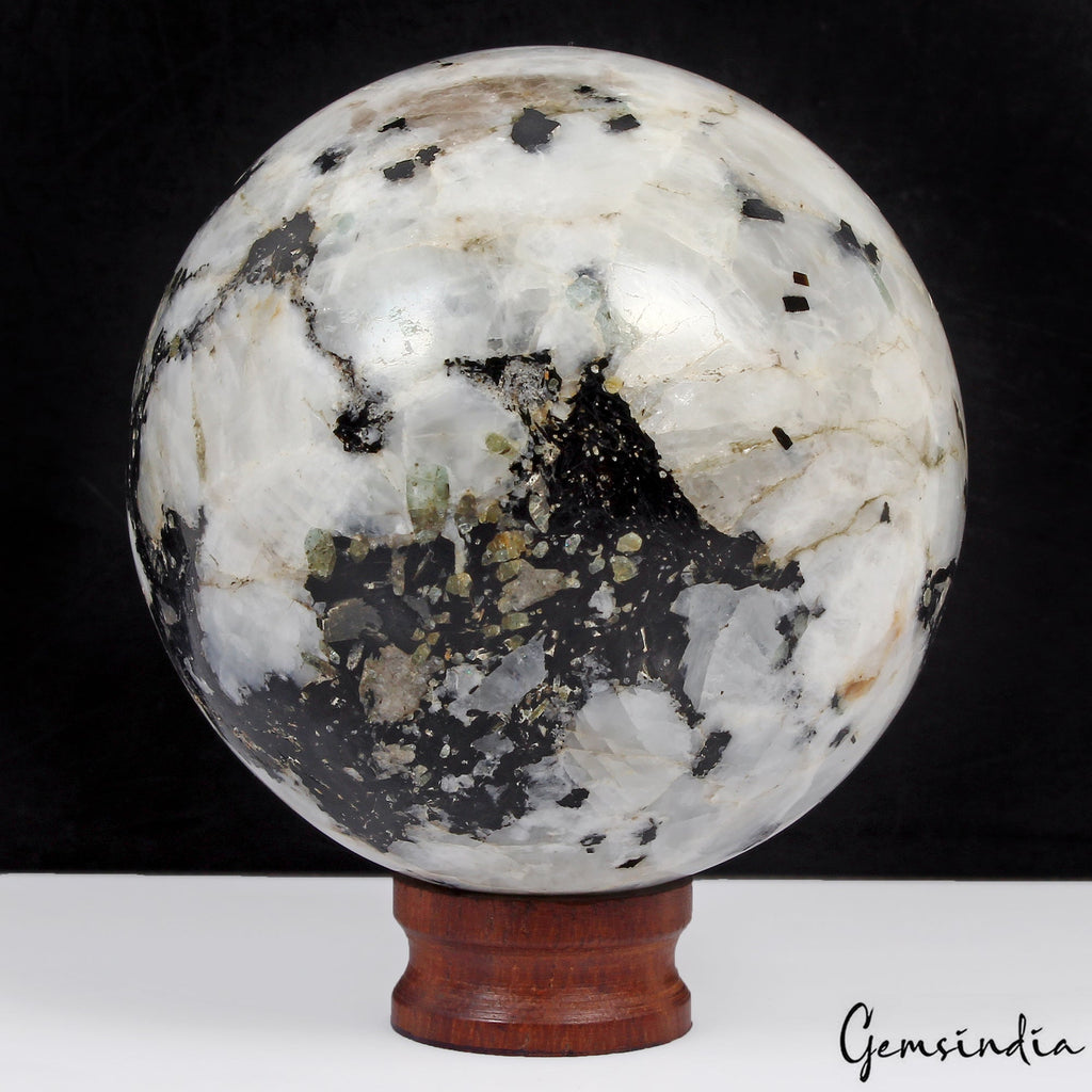 2800Ct Natural Moonstone 3 Inch Sphere Crystal Ball Reiki Healing Gem with Stand