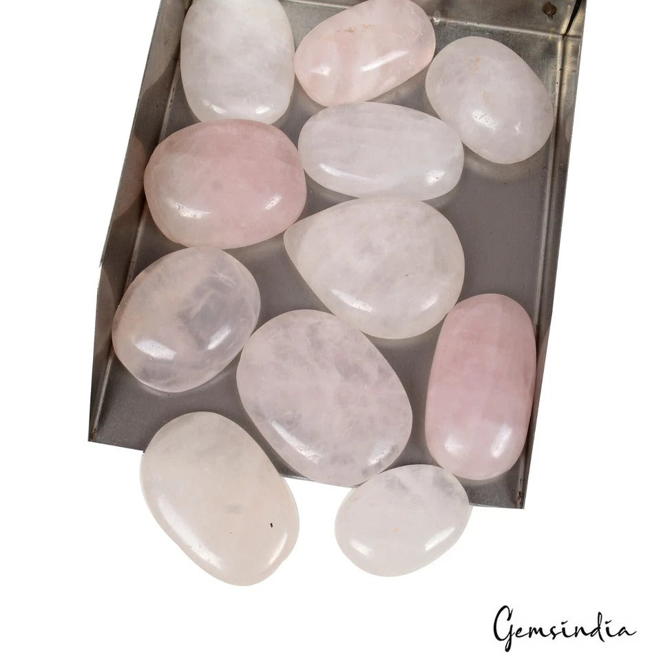 Rose Quartz Lot, Cabochon, Untreated, Pink — 11 Pieces, 26mm to 39mm, 840 Ct
