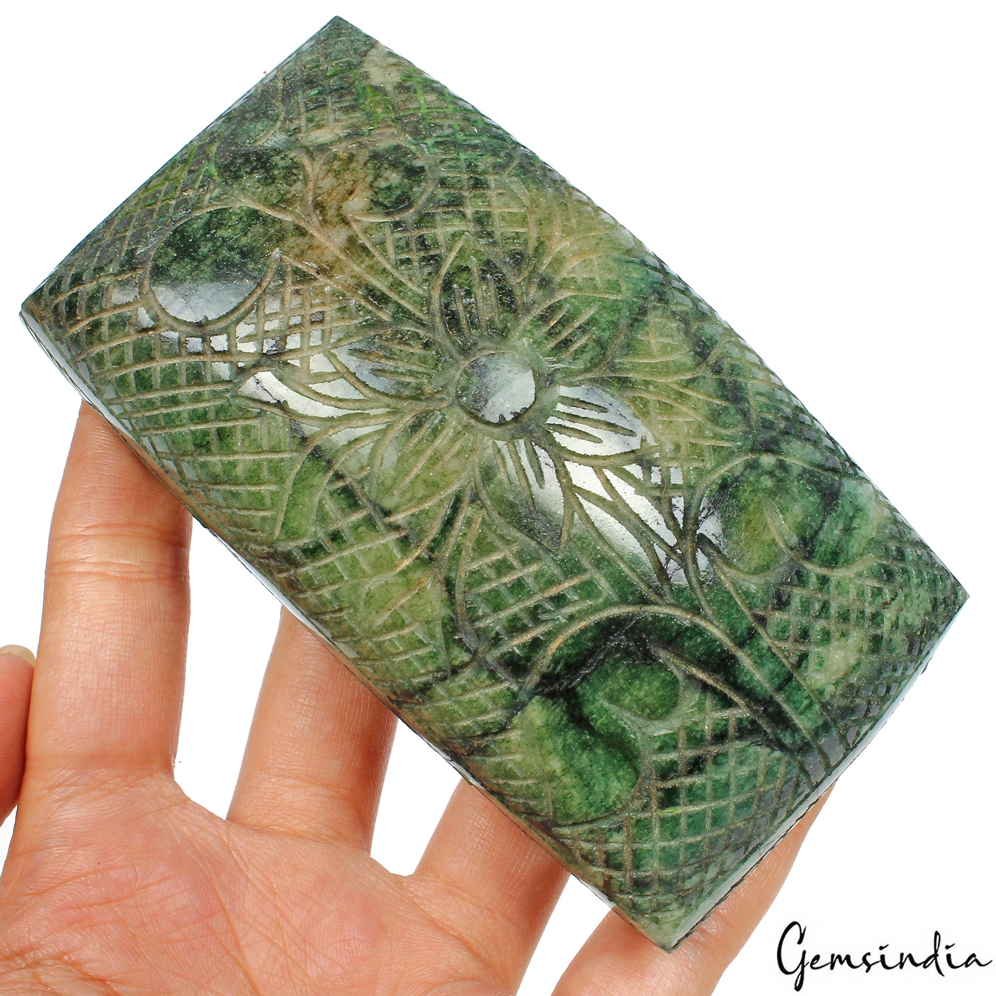 2580 Ct Natural Green Brazilian Emerald Rectangular Hand Carving Huge Loose Gems