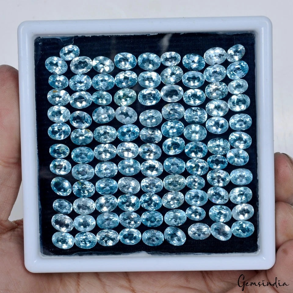 Blue Topaz Lot, Loose Gemstone, Untreated — 100 Pieces, 5mm to 7mm, 149.00 Ct, Brazil