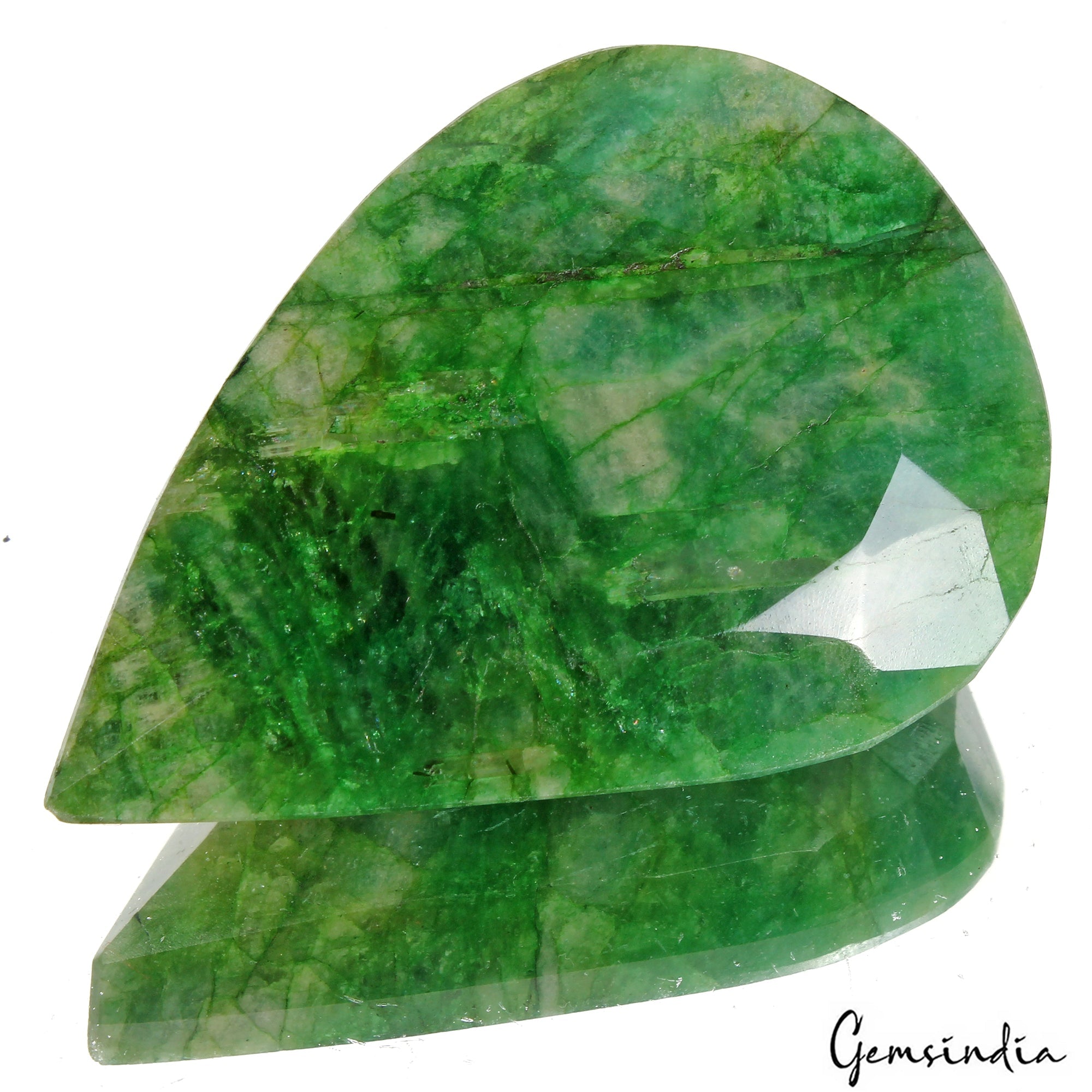 Certified 500 Ct Natural Brazilian Green Emerald Pear Leaf Faceted Cut Loose Gem