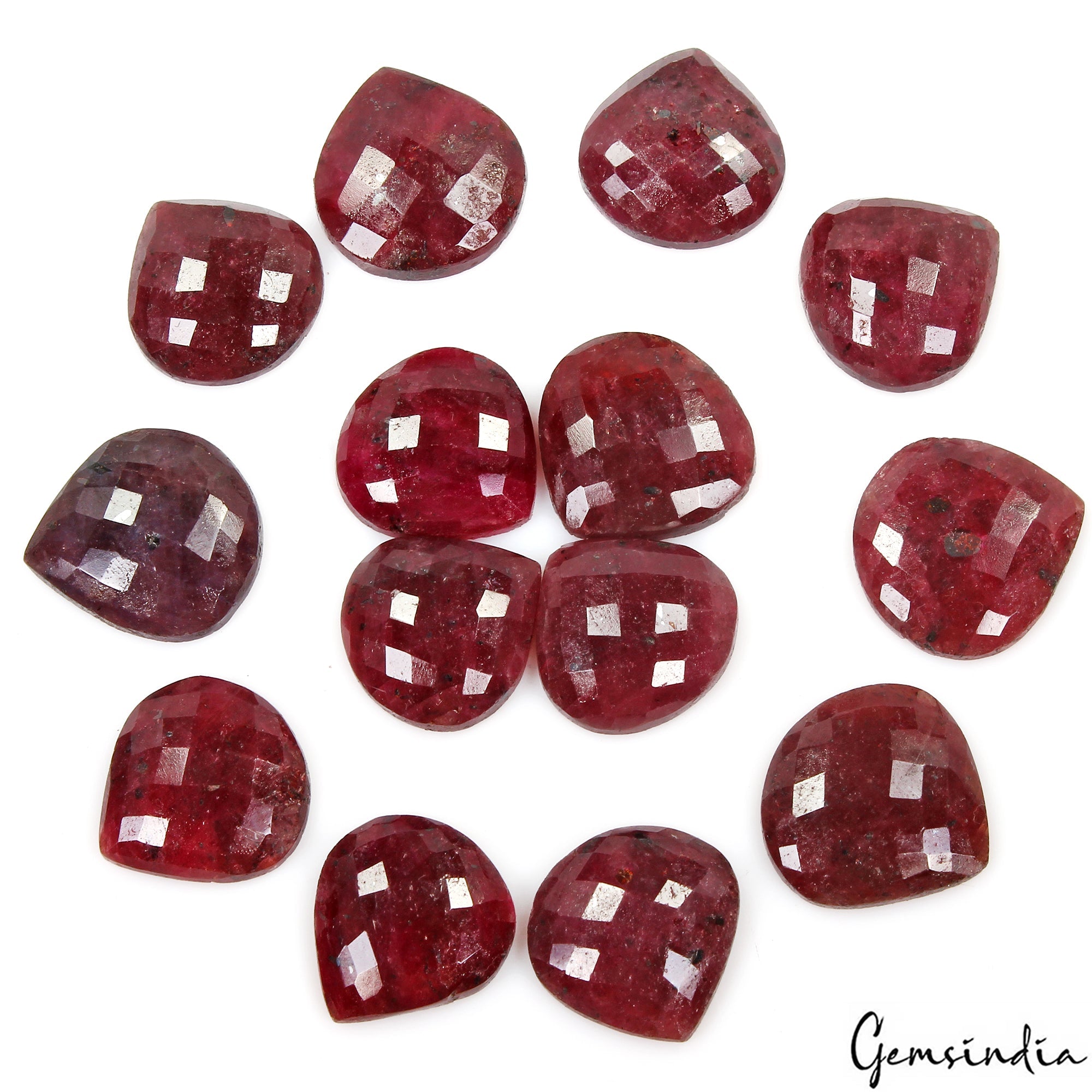 Loose Gemstone Checkerboard Cut 450 Ct Pear Shape 21-24mm Natural Red Ruby Lot