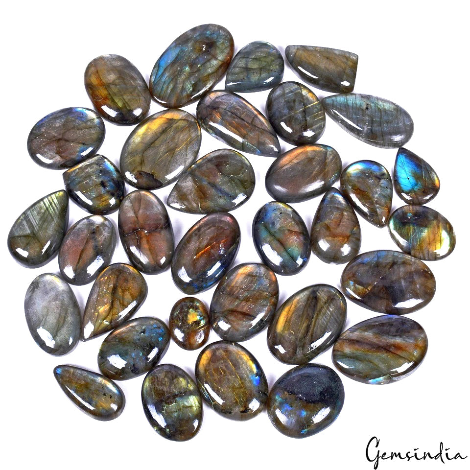 870 CtS/33 Pcs Natural Untreated Color Play Multi Shine Labradorite Mix Cab Gems