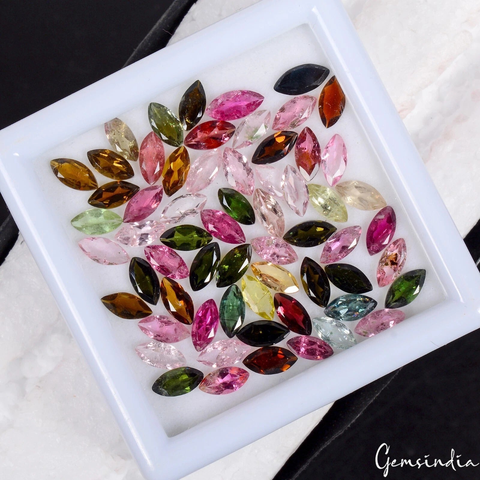 Natural Multi Tourmaline Marquise Cut Loose Gemstone Lot 62 Pcs 7x3.5 MM 19.50Ct