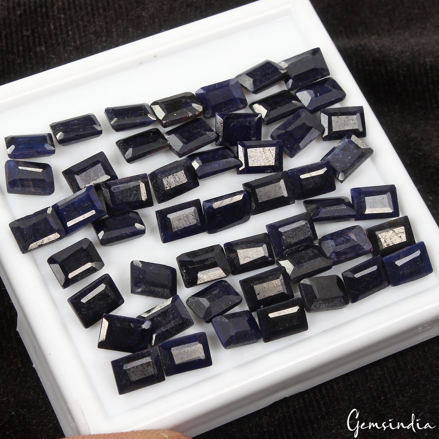 50 PCS NATURAL BLUE SAPPHIRE LOT 7X5MM BAGUETTE CUT GEMSTONES LOT FOR JEWELRY