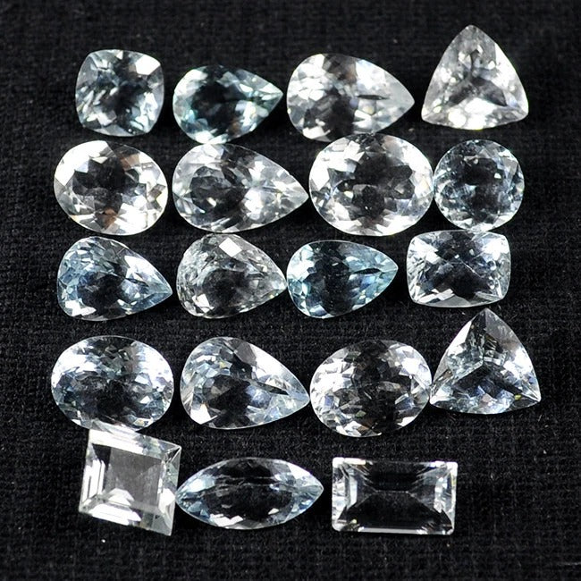 Aquamarine Lot, Loose Gemstone, Untreated, Blue — 19 Pieces, 8mm to 12mm, 38.00 Ct