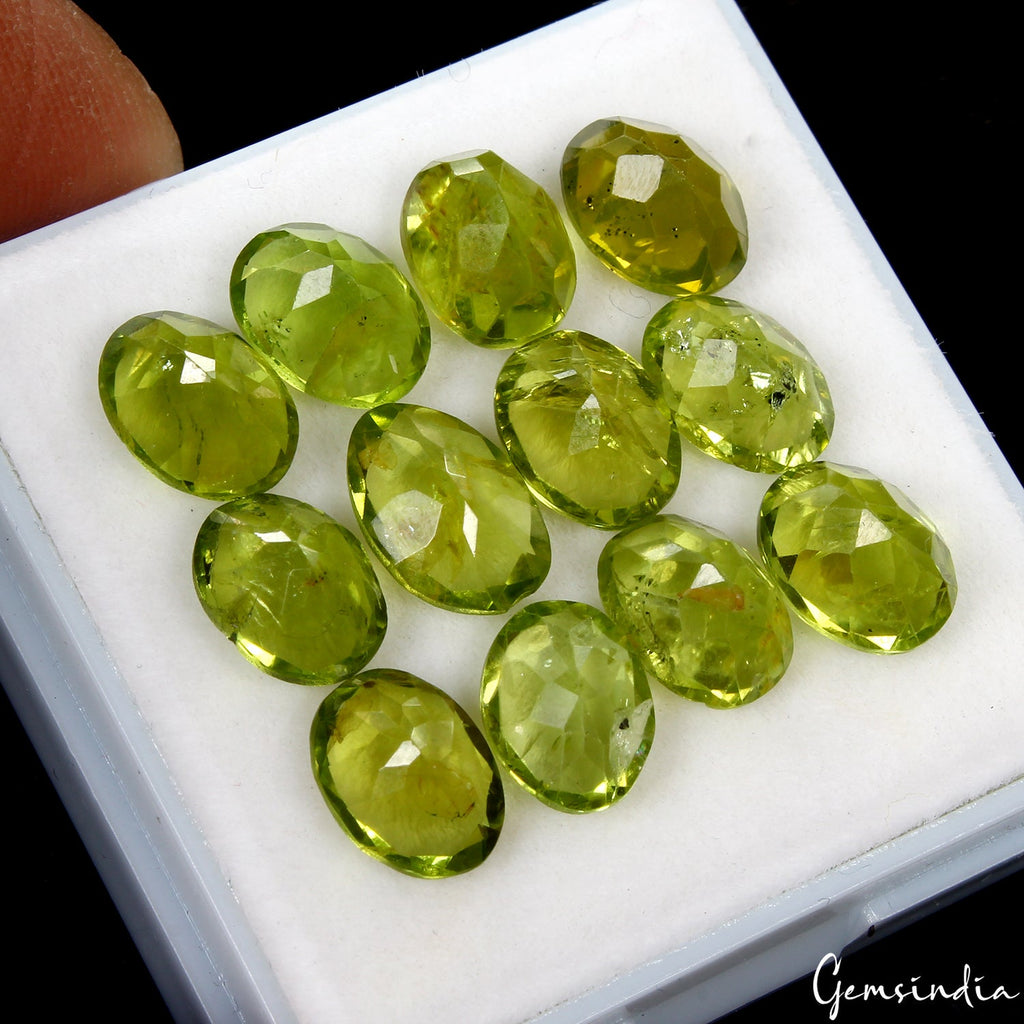 9-10mm Oval Cut Natural Untreated Green Peridot Loose Gemstone~25.20 Ct/12 Pcs