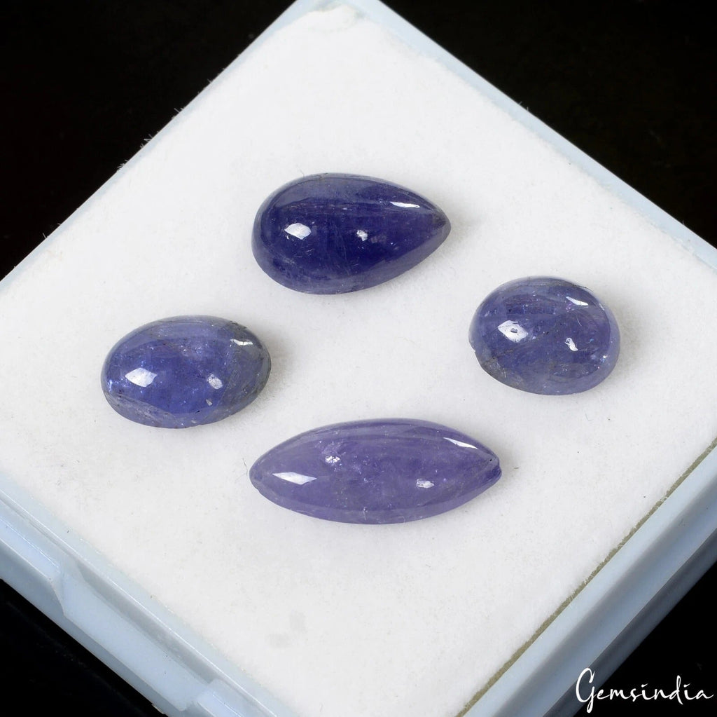 11 Cts/4 Pcs Natural Untreated Blue Tanzania Tanzanite Mix Cab Gems For Jewelry