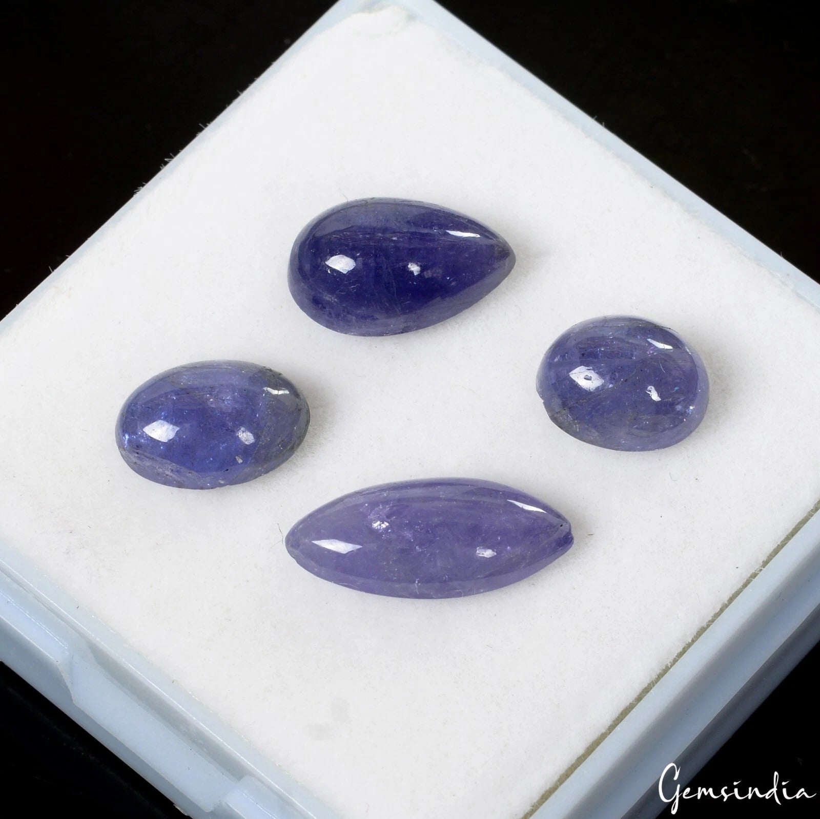11 Cts/4 Pcs Natural Untreated Blue Tanzania Tanzanite Mix Cab Gems For Jewelry