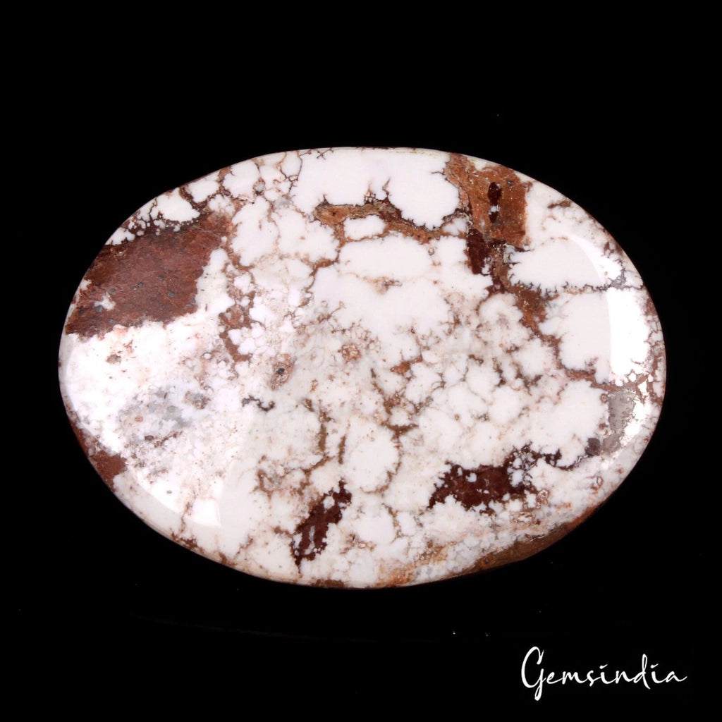 140 Ct Natural Untreated White Buffalo Turquoise Oval Loose Gemstone For Pendant