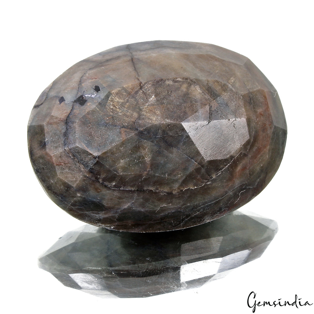 Blue Sapphire Loose Gemstone, Untreated, Gray — 44 x 33x 14mm, 199 Ct, Madagascar