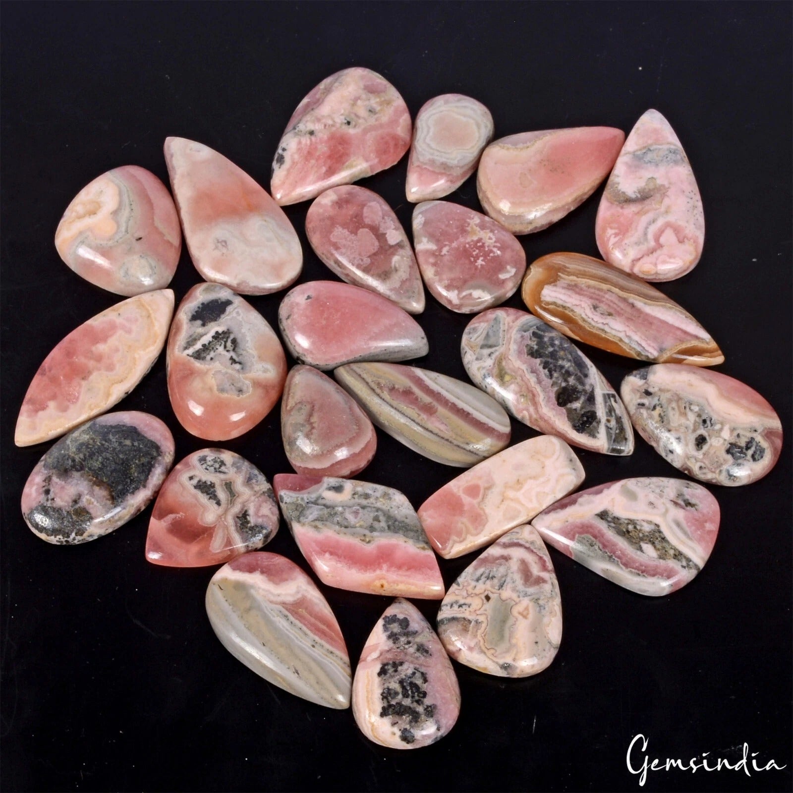 600 Cts/24 Pcs Natural Untreated Designer Pink Rhodochrosite Argentina Gemstones
