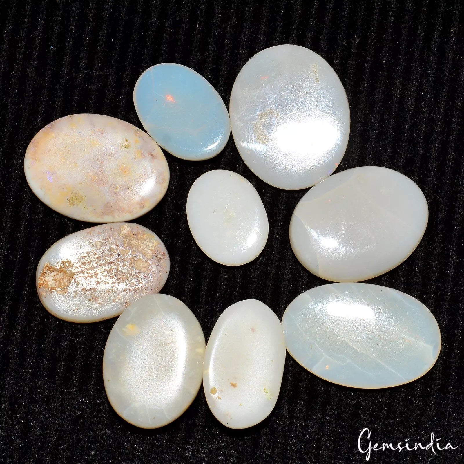 29.10 Ct/9 Pcs Natural Untreated Australian Multi Shine Opal Oval Gems For Jewel