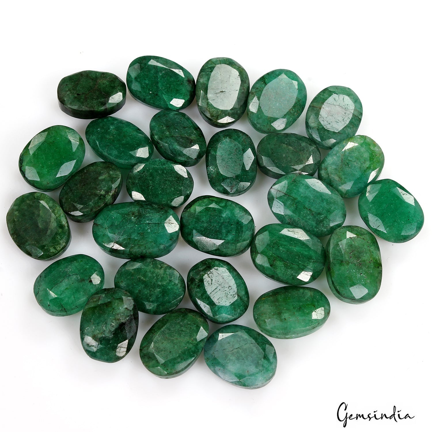 440 Ct Natural Green Emerald Oval Cut Faceted Loose Wholesale Gemstone Lot 27 Pc