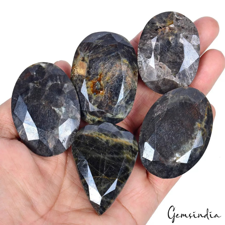 1720Ct/5 Pc Natural Untreated Black Sapphire Earth Mined Mix Cut Loose Gemstones