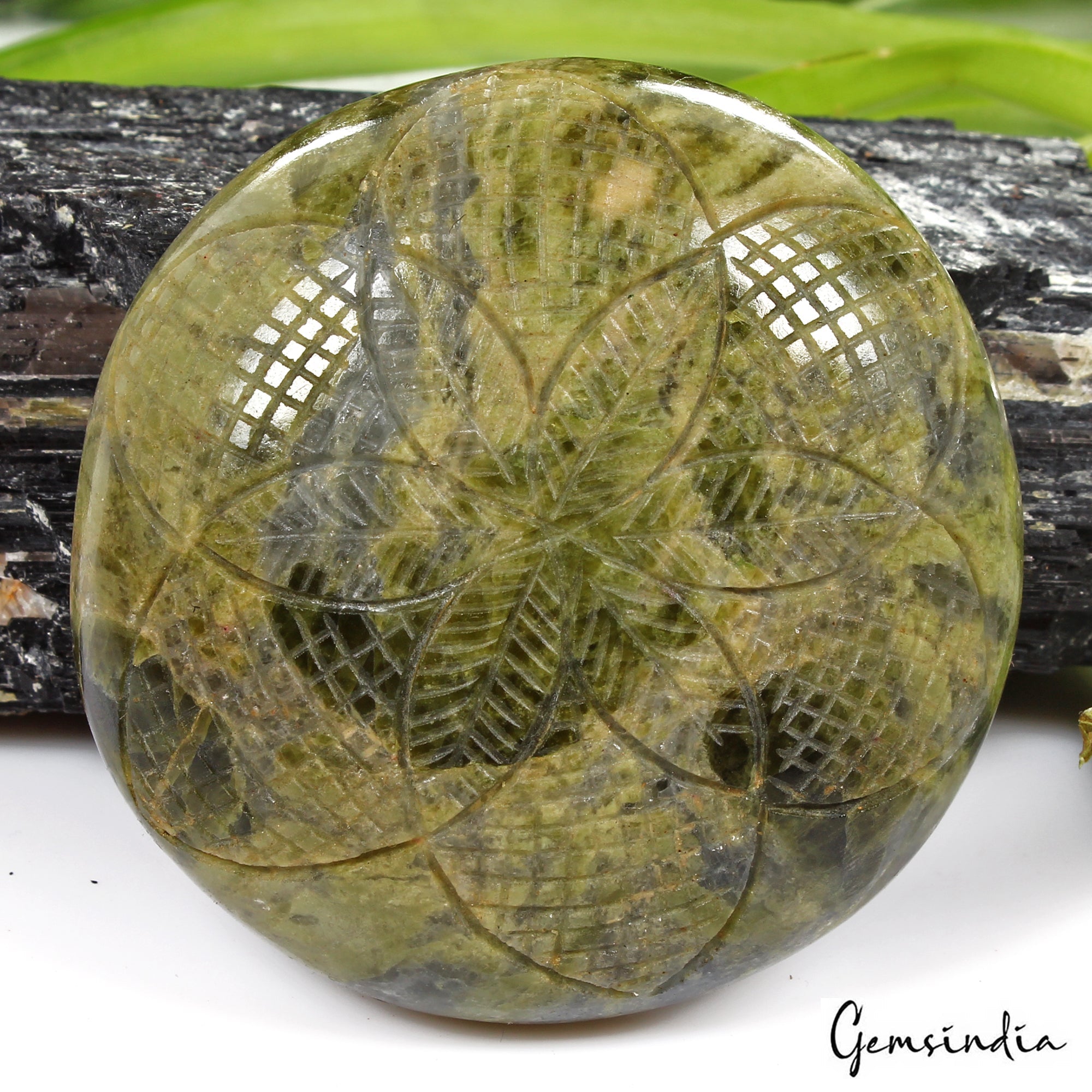 1620 Ct Natural Green Vessonite Round Hand Carved Earth Mined Huge Loose Gems
