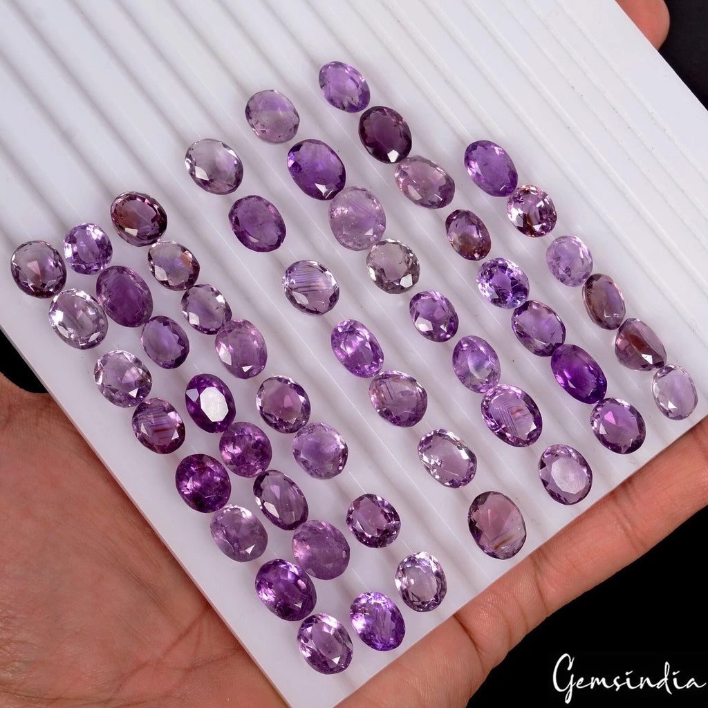 Amethyst Lot, Loose Gemstone, Untreated, Purple — 53 Pieces, 9mm to 12mm, 203.60 Ct, Brazil