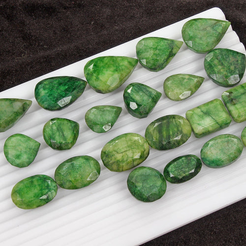 100% Natural Green Emerald Mix Cut Loose Faceted 22mm-35mm Gemstones ~ 1000 Ct